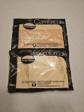 Vintage Comfortcale Twin Sheet Set Cotton Blend Cornsilk Plaid